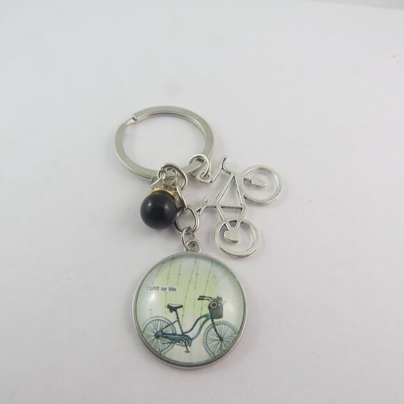 Bicycle Keychain Bike Lover Gift Bike Key Ring I Love My Bike Charm Key Chain - Picture 3 of 4